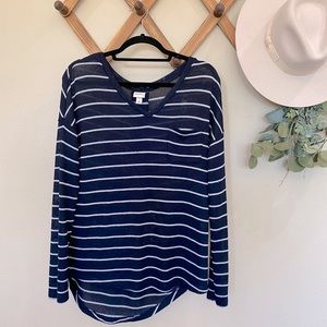Long Sleeve Stripped Shirt w/Pocket